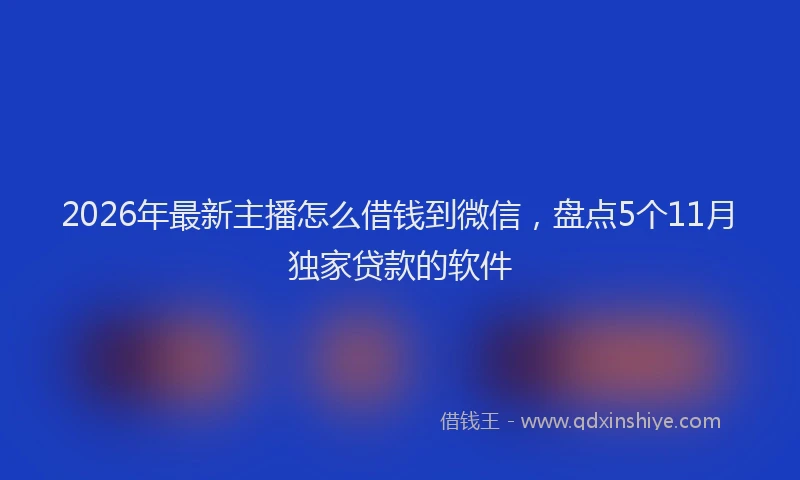 2026年最新主播怎么借钱到微信，盘点5个11月独家贷款的软件