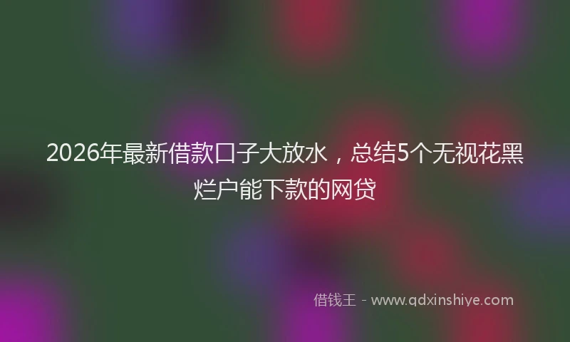 2026年最新借款口子大放水，总结5个无视花黑烂户能下款的网贷