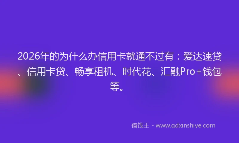 2026年的为什么办信用卡就通不过有：爱达速贷、信用卡贷、畅享租机、时代花、汇融Pro+钱包等。
