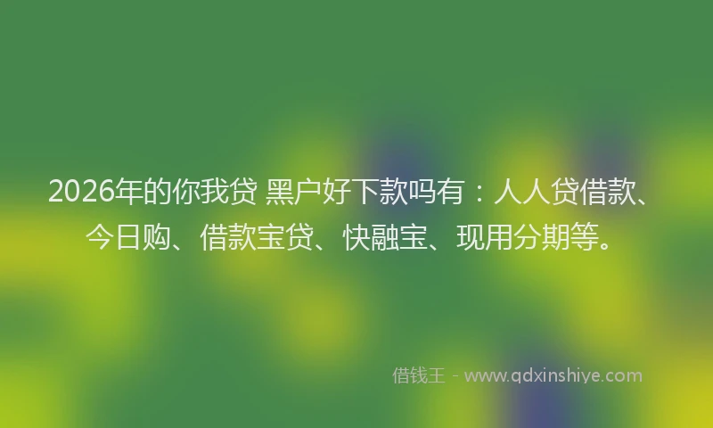 2026年的你我贷 黑户好下款吗有:人人贷借款、今日购、借款宝贷、快融宝、现用分期等。