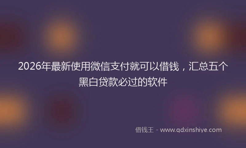2026年最新使用微信支付就可以借钱，汇总五个黑白贷款必过的软件