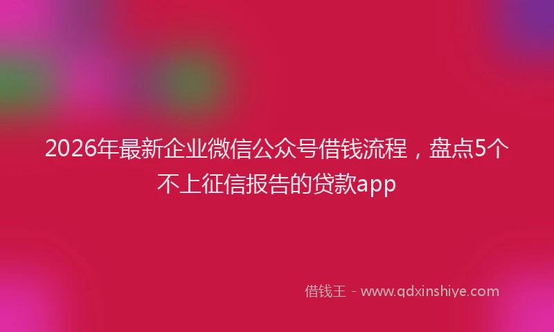 2026年最新企业微信公众号借钱流程，盘点5个不上征信报告的贷款app