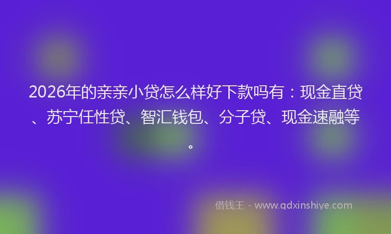 2026年的亲亲小贷怎么样好下款吗有：现金直贷、苏宁任性贷、智汇钱包、分子贷、现金速融等。