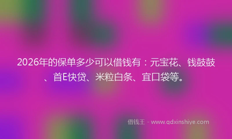 2026年的保单多少可以借钱有：元宝花、钱鼓鼓、首E快贷、米粒白条、宜口袋等。