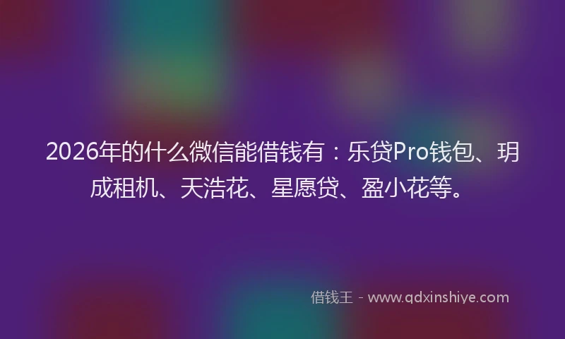 2026年的什么微信能借钱有：乐贷Pro钱包、玥成租机、天浩花、星愿贷、盈小花等。