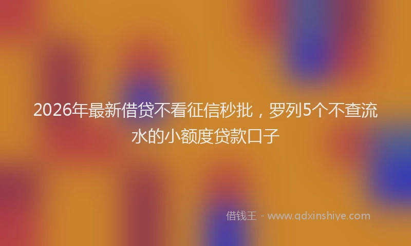 2026年最新借贷不看征信秒批,罗列5个不查流水的小额度贷款口子