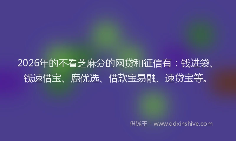 2026年的不看芝麻分的网贷和征信有：钱进袋、钱速借宝、鹿优选、借款宝易融、速贷宝等。