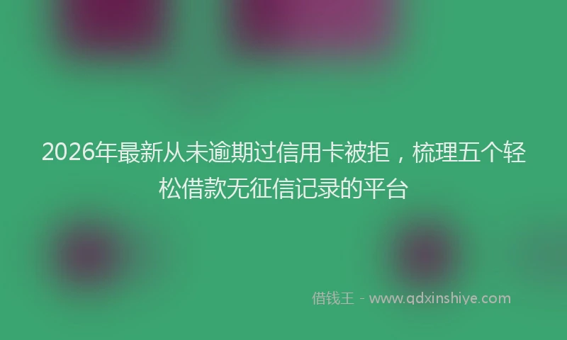 2026年最新从未逾期过信用卡被拒,梳理五个轻松借款无征信记录的平台