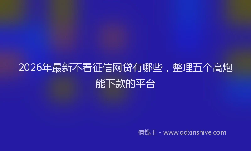 2026年最新不看征信网贷有哪些，整理五个高炮能下款的平台