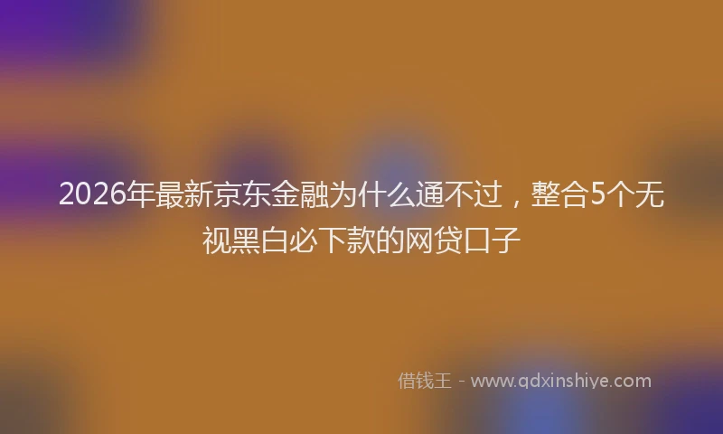 2026年最新京东金融为什么通不过，整合5个无视黑白必下款的网贷口子