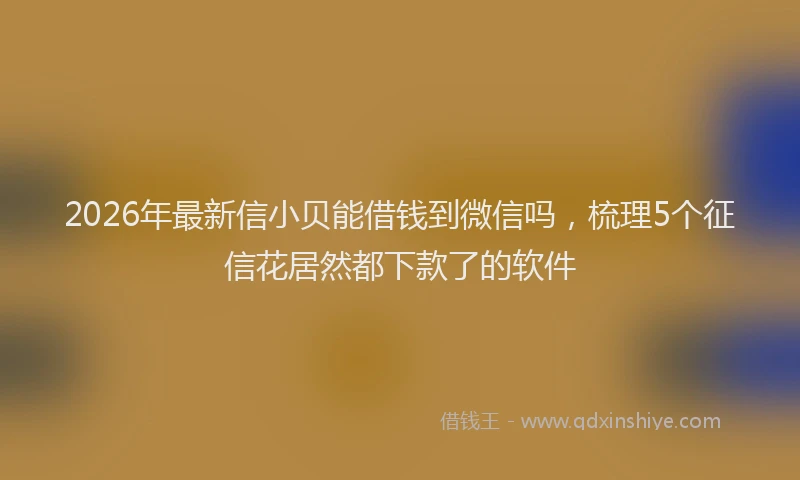 2026年最新信小贝能借钱到微信吗，梳理5个征信花居然都下款了的软件