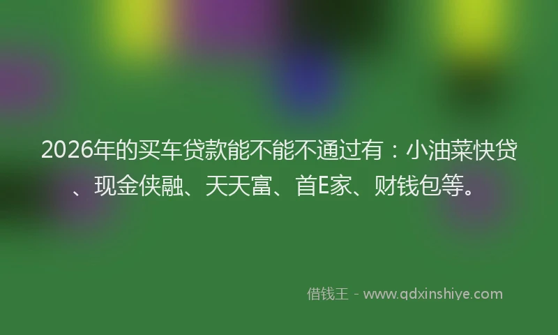 2026年的买车贷款能不能不通过有:小油菜快贷、现金侠融、天天富、首E家、财钱包等。