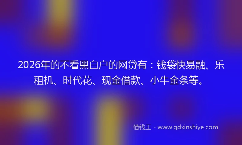 2026年的不看黑白户的网贷有：钱袋快易融、乐租机、时代花、现金借款、小牛金条等。