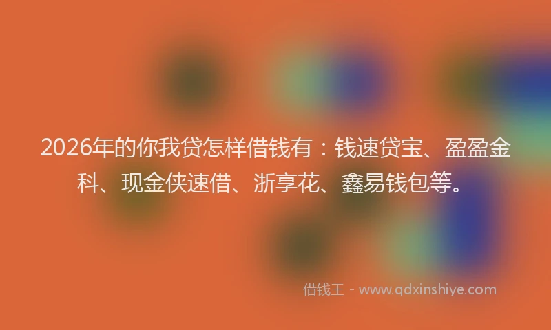 2026年的你我贷怎样借钱有：钱速贷宝、盈盈金科、现金侠速借、浙享花、鑫易钱包等。