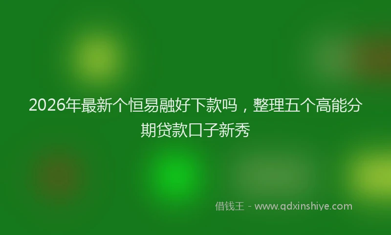 2026年最新个恒易融好下款吗,整理五个高能分期贷款口子新秀
