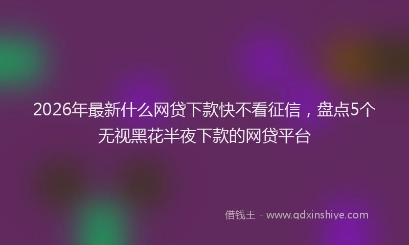 2026年最新什么网贷下款快不看征信,盘点5个无视黑花半夜下款的网贷平台