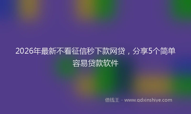 2026年最新不看征信秒下款网贷,分享5个简单容易贷款软件