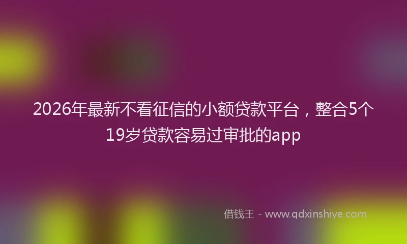 2026年最新不看征信的小额贷款平台，整合5个19岁贷款容易过审批的app