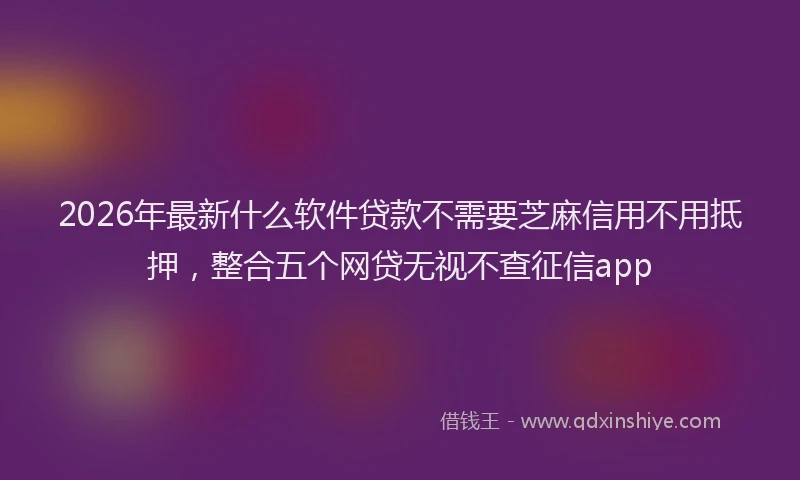 2026年最新什么软件贷款不需要芝麻信用不用抵押，整合五个网贷无视不查征信app