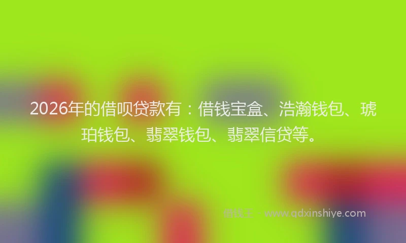 2026年的借呗贷款有：借钱宝盒、浩瀚钱包、琥珀钱包、翡翠钱包、翡翠信贷等。