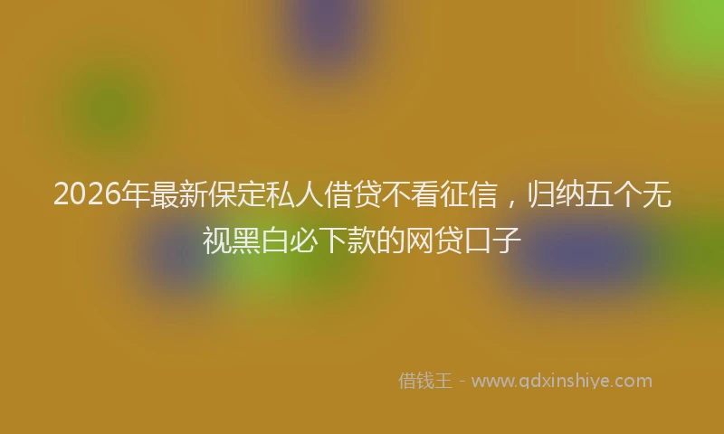2026年最新保定私人借贷不看征信，归纳五个无视黑白必下款的网贷口子