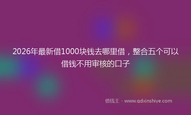 2026年最新借1000块钱去哪里借，整合五个可以借钱不用审核的口子
