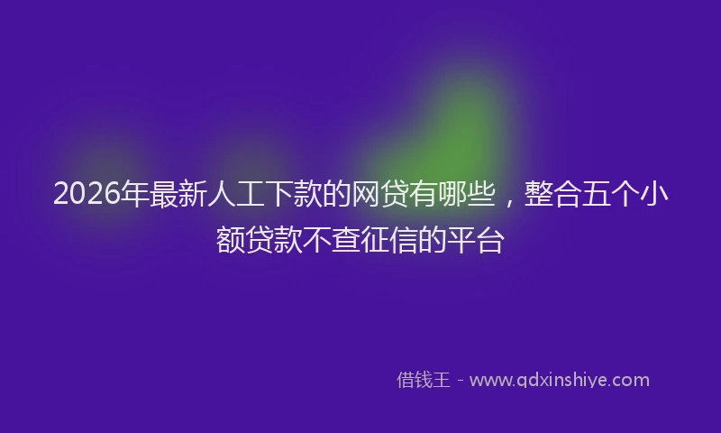 2026年最新人工下款的网贷有哪些，整合五个小额贷款不查征信的平台