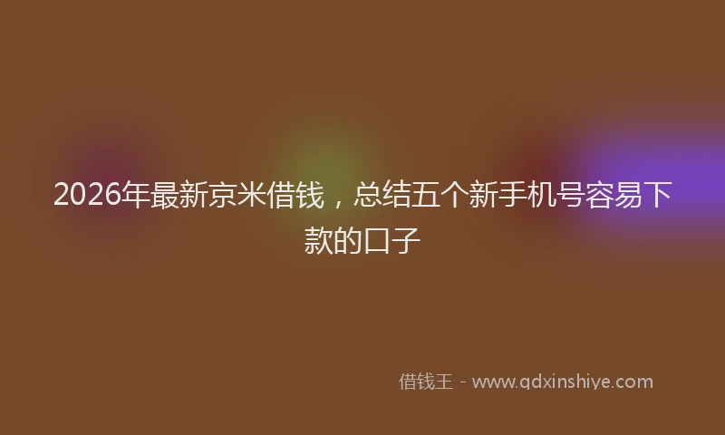 2026年最新京米借钱,总结五个新手机号容易下款的口子
