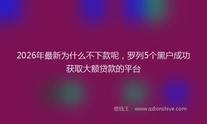 2026年最新为什么不下款呢,罗列5个黑户成功获取大额贷款的平台