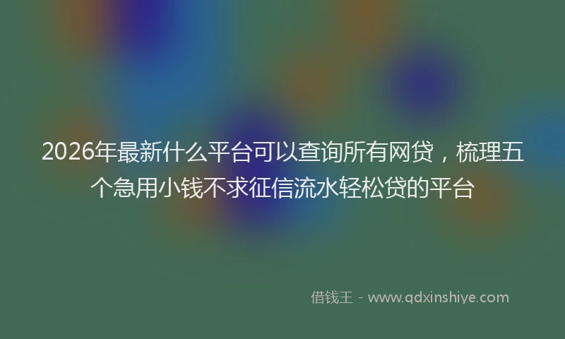 2026年最新什么平台可以查询所有网贷，梳理五个急用小钱不求征信流水轻松贷的平台