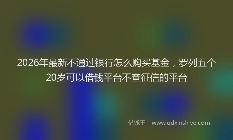 2026年最新不通过银行怎么购买基金,罗列五个20岁可以借钱平台不查征信的平台