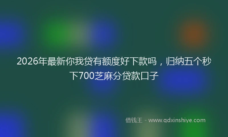 2026年最新你我贷有额度好下款吗，归纳五个秒下700芝麻分贷款口子