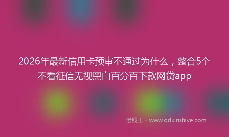 2026年最新信用卡预审不通过为什么，整合5个不看征信无视黑白百分百下款网贷app