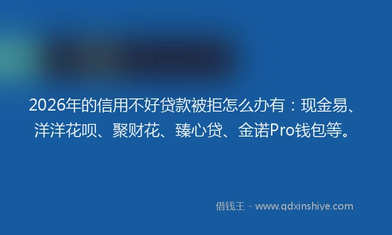 2026年的信用不好贷款被拒怎么办有:现金易、洋洋花呗、聚财花、臻心贷、金诺Pro钱包等。