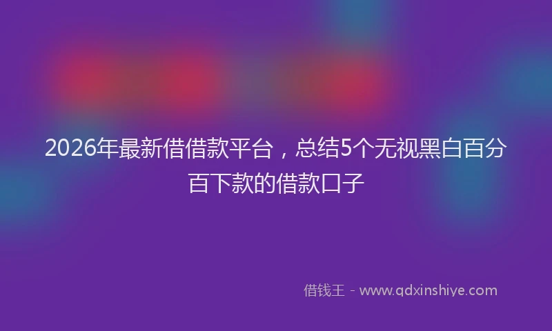 2026年最新借借款平台，总结5个无视黑白百分百下款的借款口子