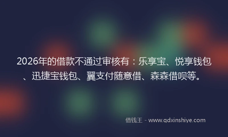 2026年的借款不通过审核有：乐享宝、悦享钱包、迅捷宝钱包、翼支付随意借、森森借呗等。