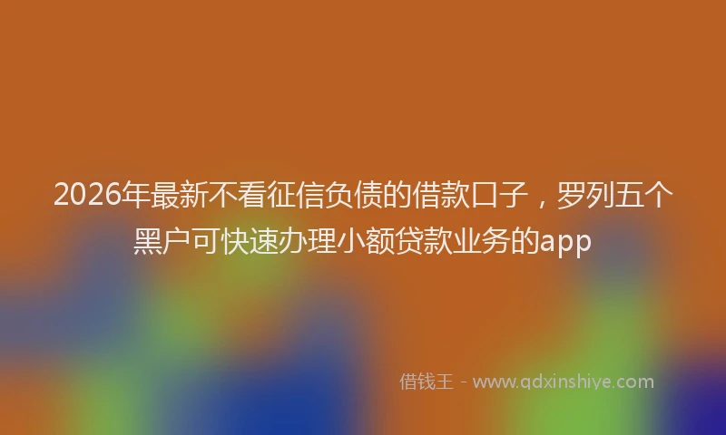 2026年最新不看征信负债的借款口子，罗列五个黑户可快速办理小额贷款业务的app