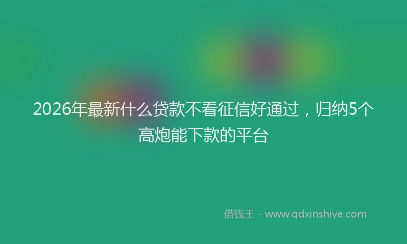 2026年最新什么贷款不看征信好通过,归纳5个高炮能下款的平台