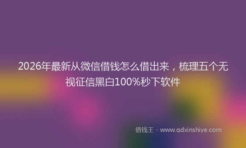 2026年最新从微信借钱怎么借出来，梳理五个无视征信黑白100%秒下软件