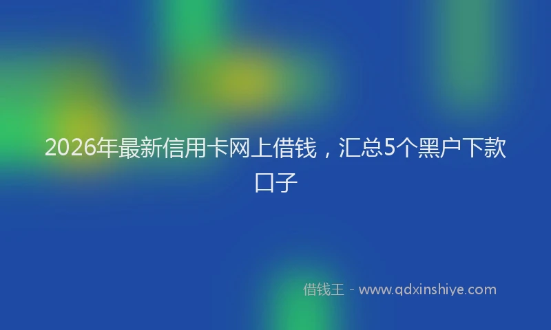 2026年最新信用卡网上借钱，汇总5个黑户下款口子