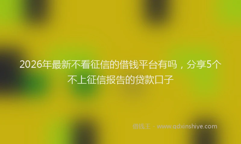 2026年最新不看征信的借钱平台有吗，分享5个不上征信报告的贷款口子