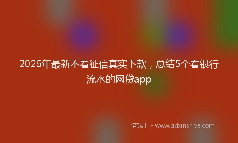 2026年最新不看征信真实下款，总结5个看银行流水的网贷app