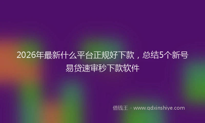 2026年最新什么平台正规好下款，总结5个新号易贷速审秒下款软件
