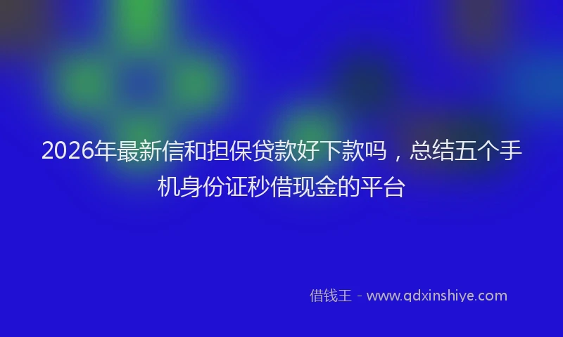 2026年最新信和担保贷款好下款吗，总结五个手机身份证秒借现金的平台