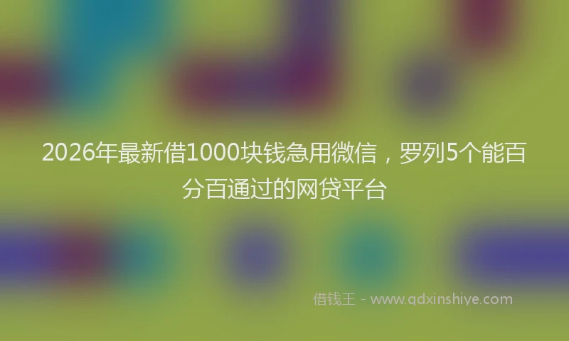 2026年最新借1000块钱急用微信，罗列5个能百分百通过的网贷平台