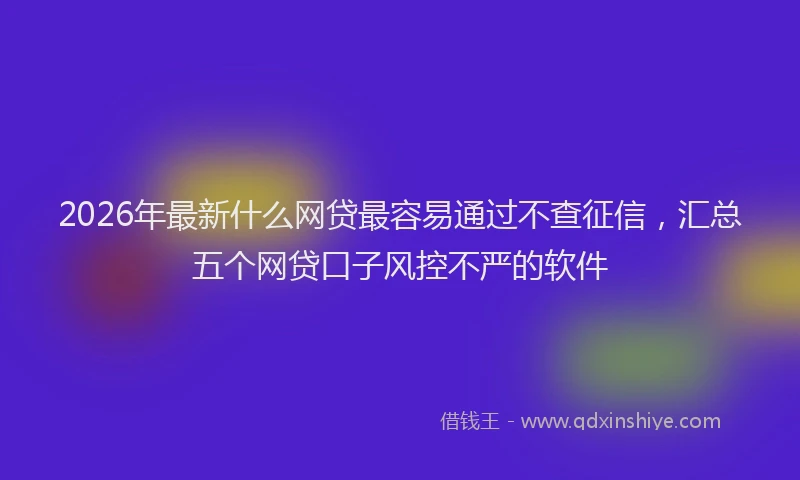 2026年最新什么网贷最容易通过不查征信，汇总五个网贷口子风控不严的软件