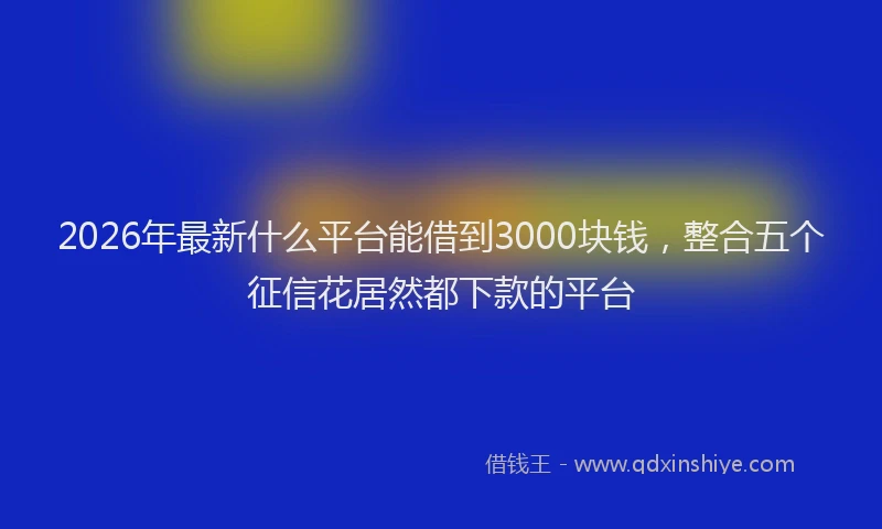 2026年最新什么平台能借到3000块钱，整合五个征信花居然都下款的平台