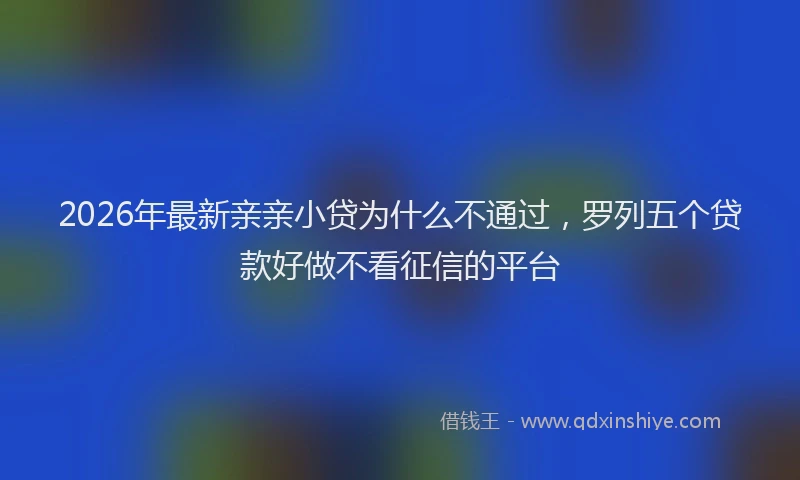 2026年最新亲亲小贷为什么不通过,罗列五个贷款好做不看征信的平台