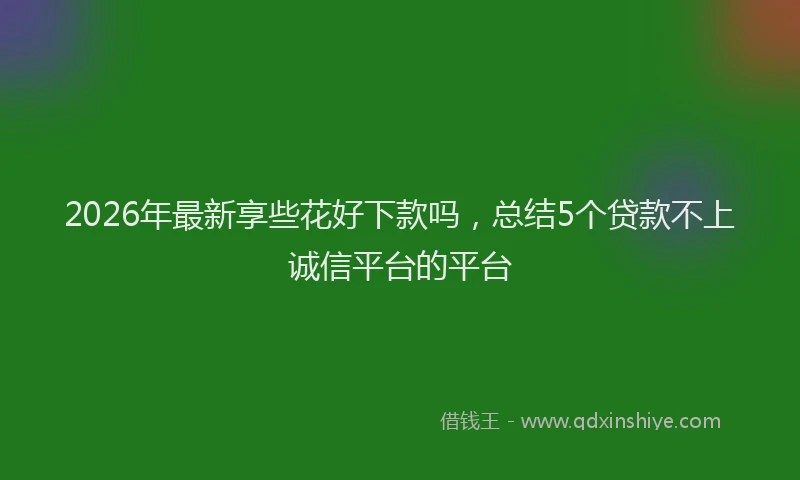 2026年最新享些花好下款吗，总结5个贷款不上诚信平台的平台