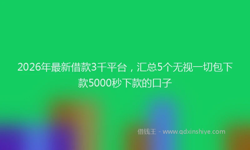2026年最新借款3千平台，汇总5个无视一切包下款5000秒下款的口子